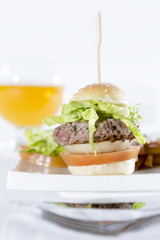 hamburger with beer