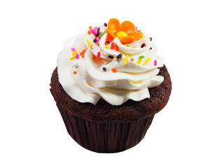 sweet cupcake on white background