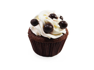 sweet cupcake on white background