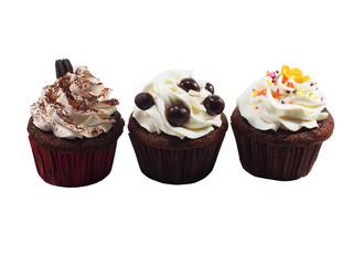 sweet cupcakes on white background