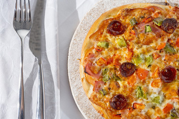 pizza and silverware