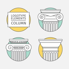 line flat icons Columns. elements logo.