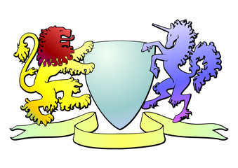 Coat of Arms with an Unicorn and Lion Vector