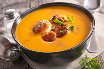 soup and scallop