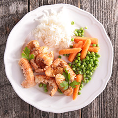 langoustine with rice and vegetables