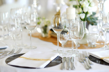 Table set for an event party or wedding reception