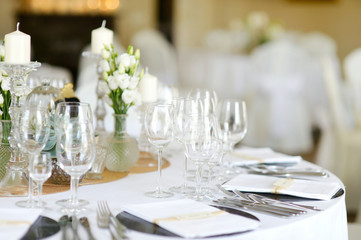 Table set for an event party or wedding reception