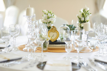 Table set for an event party or wedding reception