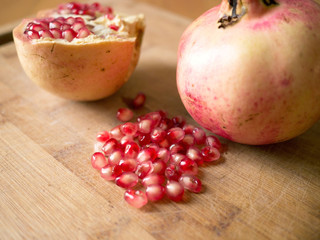 Ripe pomegranates close up