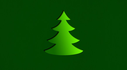 Stylization of a fir-tree on a green background of paper.