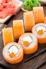 Sushi rolls philadelphia with caviar