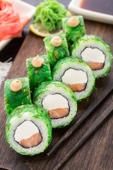 Sushi rolls covered with chuka