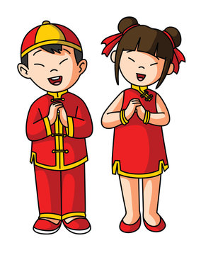 greeting couple for chinese happy new year