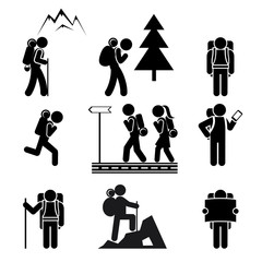 Hiking people icons