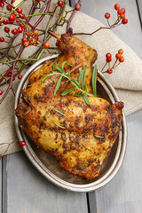 Roasted rabbit with herbs