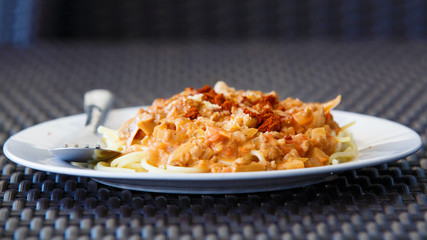 spaghetti pork sauce, bolognese