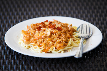 spaghetti pork sauce, bolognese