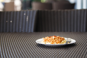 spaghetti pork sauce, bolognese