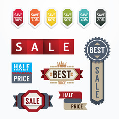 Sale tags banners vector set. Design concept for mobile shopping