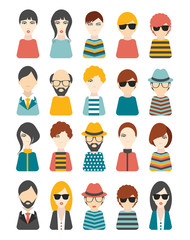 Big set of avatars profile pictures flat icons.