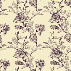 vintage vector floral seamless pattern