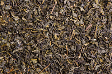 close up of dried tea leaves