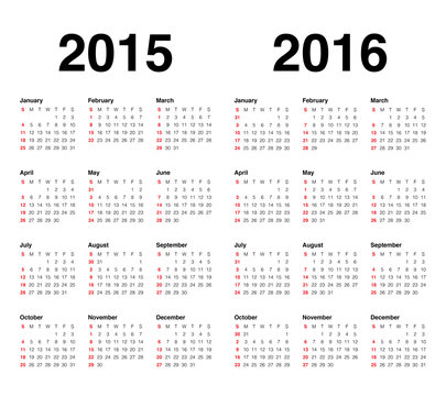 Calender 2015 and 2016