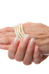 feminine nails and pearls