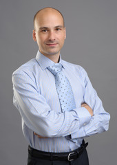 Handsome bald businessman