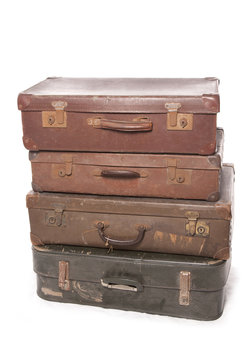Stack of vintage suit cases