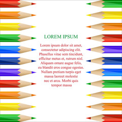 Vertical border made of colorful pencils