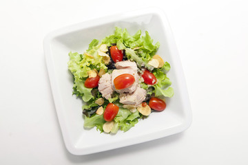 Tuna salad in white plate