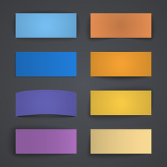 Set of blank colorful paper banners with shadows on gray backgro