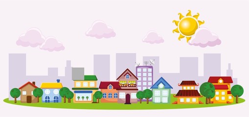 Мультфильм город с домами