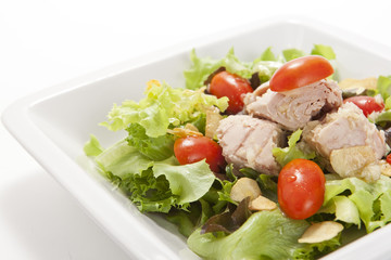 Tuna salad in white plate