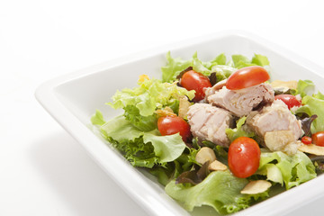 Tuna salad in white plate
