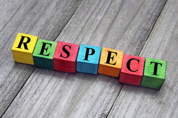 concept of respect word on colorful wooden cubes - obrazy, fototapety, plakaty