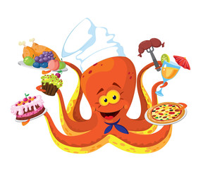 funny octopus cook