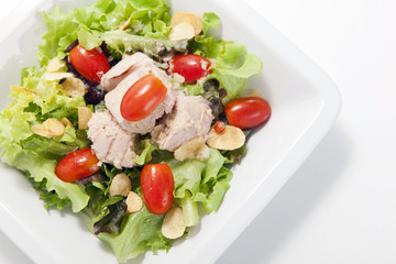 Tuna salad in white plate