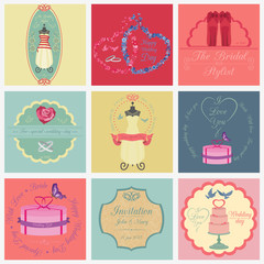 Set of vintage wedding and wedding fashion style logos. Vector l