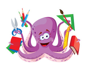 octopus with school supplies © polkan61