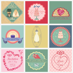 Set of vintage wedding and wedding fashion style logos. Vector l