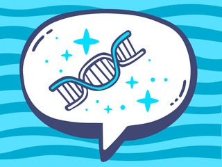 Vector illustration of speech bubble with icon of dna molecule c