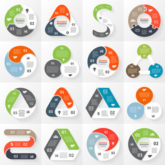 Infographic, diagram, 3 options, parts, steps.
