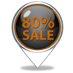 Sale eighty percent pointer icon on white background