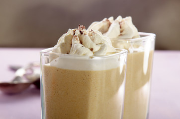 caramel dessert with whipped cream