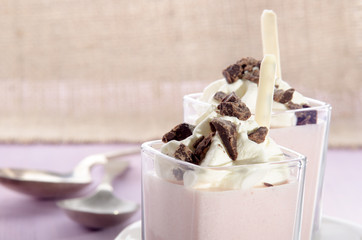 strawberry cream dessert with chocolate