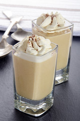 caramel dessert with whipped cream