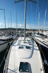 Outdoor kussens view from super sail boat yacht in a marina  © William Richardson