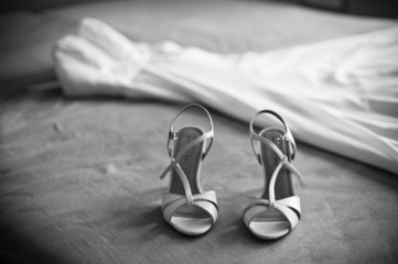 wedding dress with shoes, BW